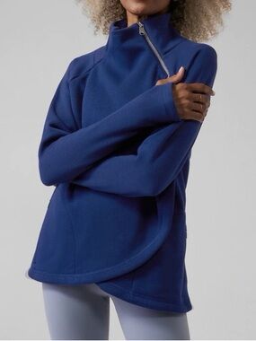 Athleta Cozy Karma Asym Pullover Sweatshirt Womens Small 1/4 Zip Fleece Medium